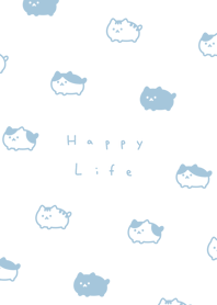 Plump Cat / white aqua