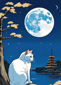 Cat under the Moon Ab3924