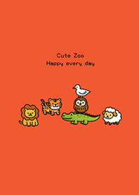 Cute minimalist zoo2(sunset orange)