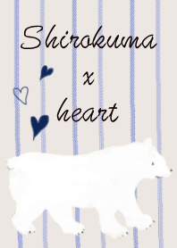 White bear x heart -blue-