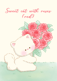 Sweet cat with roses (red)