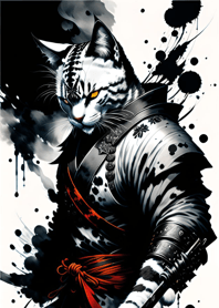Ink wash cat samurai 418CDB