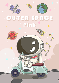 浩瀚宇宙-可愛寶貝太空人-摩托車-乾燥玫瑰