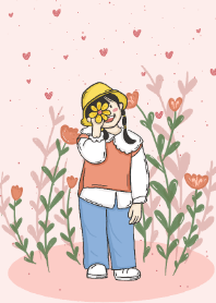 สาวน้อยกับดอกไม้สีเหลือง