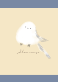 水彩画風シマエナガさん：ベージュブルー