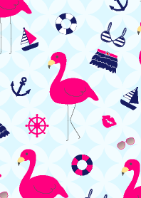 Flamingo in summer-Blue-joc