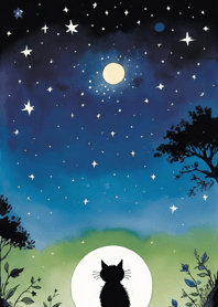 A cat gazing at the starry sky 73FAa0