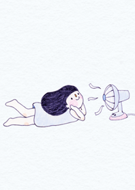 Girl In the Summer Breeze : simple blue