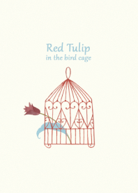 Red tulip in the bird cage