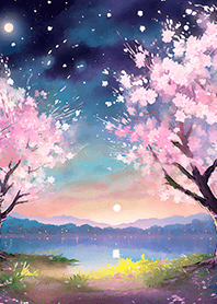 Beautiful night cherry blossoms#1176