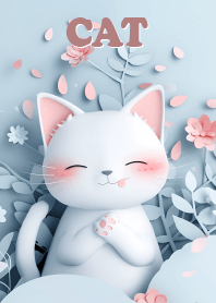 Lucky cute cat and flowers