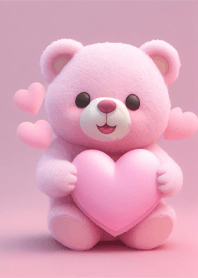 Pink heart bear