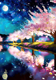 Beautiful night cherry blossoms#1241