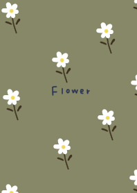 Khaki beige and white floral pattern.