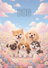 Cute Dog Gang In Flower