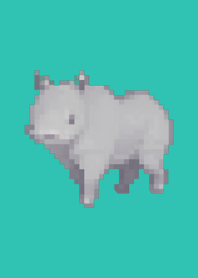 Rhinoceros Pixel Art Theme  Green 08