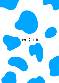 Cow pattern. blue. milk.