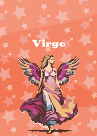 virgo constellation on red & yellow