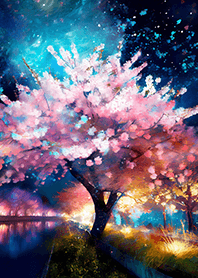 Beautiful night cherry blossoms#1506