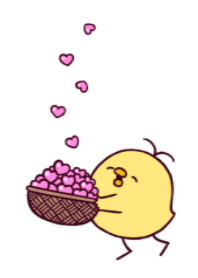 pink heart & funny chick.