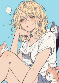 可愛女孩與貓咪 16