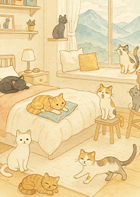 癒しの暮らし-部屋の猫たち 1