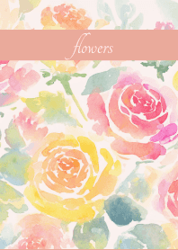 Pastel Roses2 on pink & blue