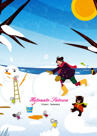 クマとネズミと女の子 【雪だるま】【冬】