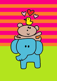 (elephant and kumako x pink border)