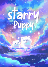 puppy Samoyed and starry