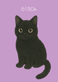 Round Black Cat2 on light purple