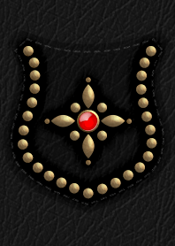 Black leather , rivets and rubies