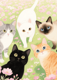 Love Cute Cat Gang in Pink field (JP)