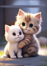A little cat filled with love happiness.