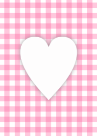 Pink gingham check and heart