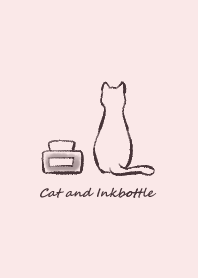 Cat and Inkbottle -pink-