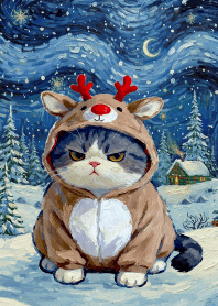 Christmas cat2 ( van Gogh style)