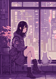 未来都市-窓辺の少女と猫8.4 幻紫