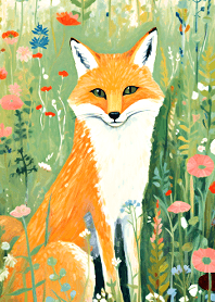 Little fox in the flowers