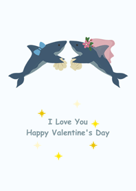 진한 파란색 상어 발렌타인 데이