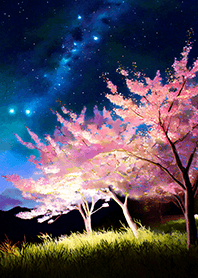 Beautiful night cherry blossoms#1514