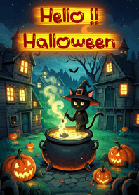 Halloween with cute Black cat