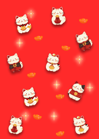 Fortune Cat and Gold Ingots_ New Year JP