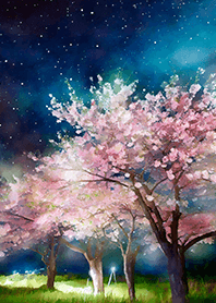 Beautiful night cherry blossoms#1335