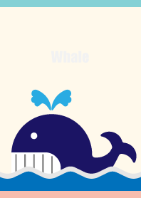 funny whale on pink & blue