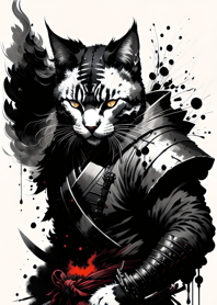 Ink wash cat samurai 05a07d