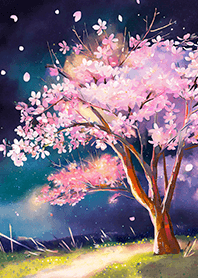 Beautiful night cherry blossoms#1073