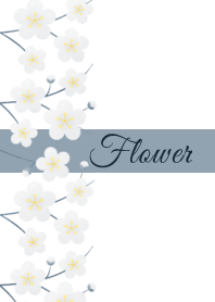 Flower 005-2 (Plum blossoms/White/Blue)