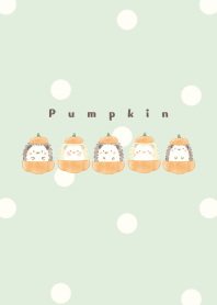 Hedgehog and Pumpkin -green- dot