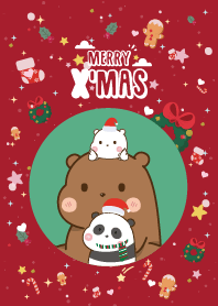 Three Bear Cute Christmas Day Cherry